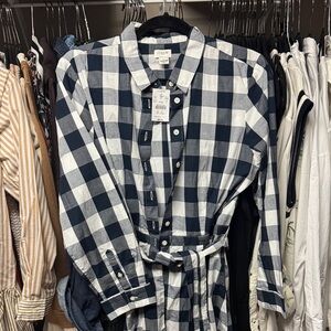 J.Crew Checkered Navy and White Dress